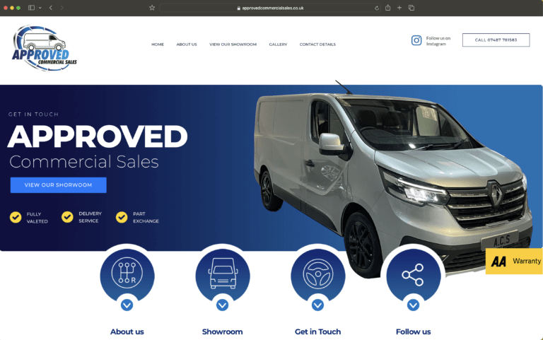 Vehicle and van sales company website with ebay integration