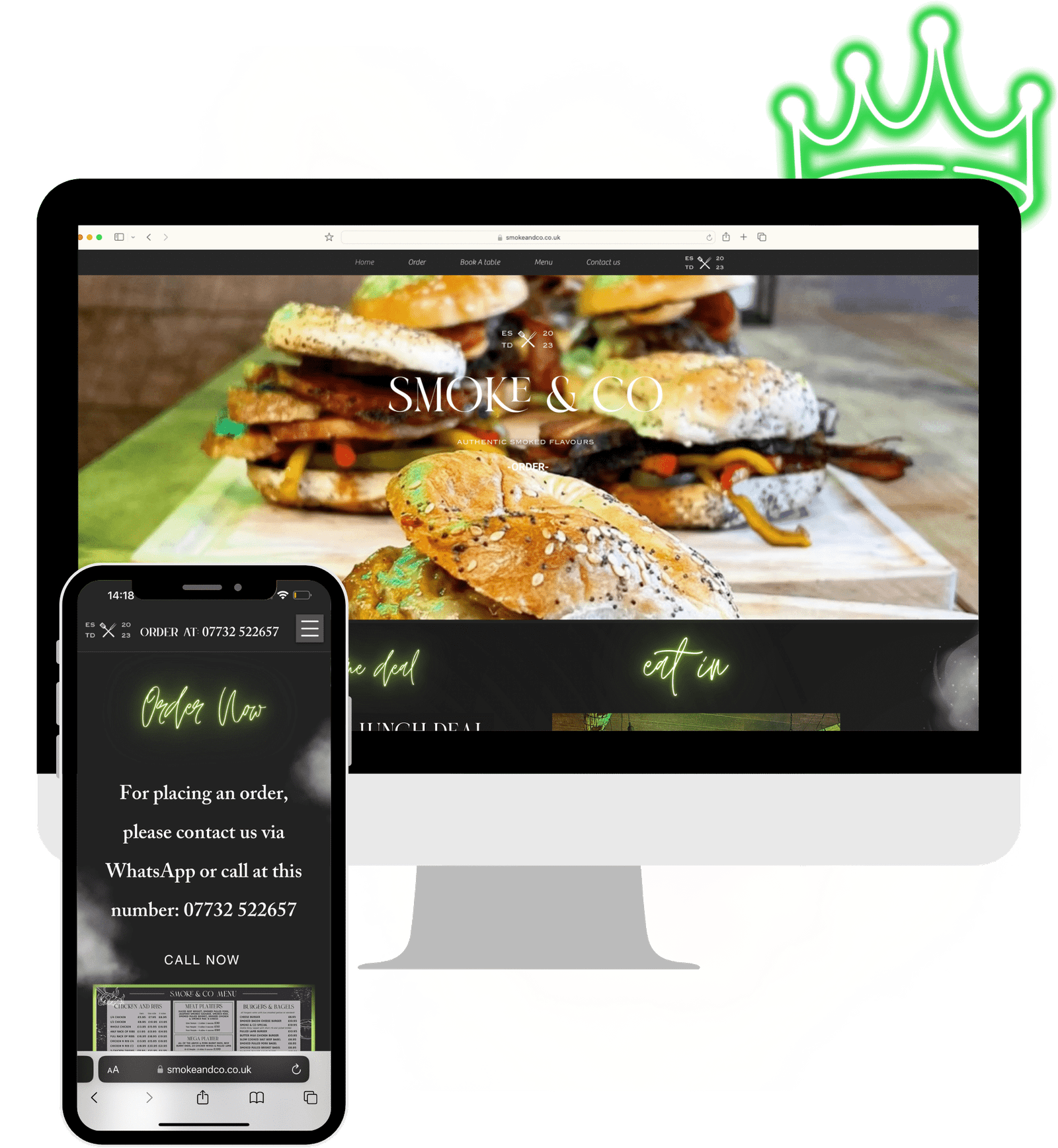 dine in and takeaway in ramsgate website design with mobile optimisation