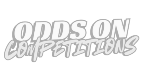 Odds competitions logo in bold grey and white italic font with stylised overlapping text