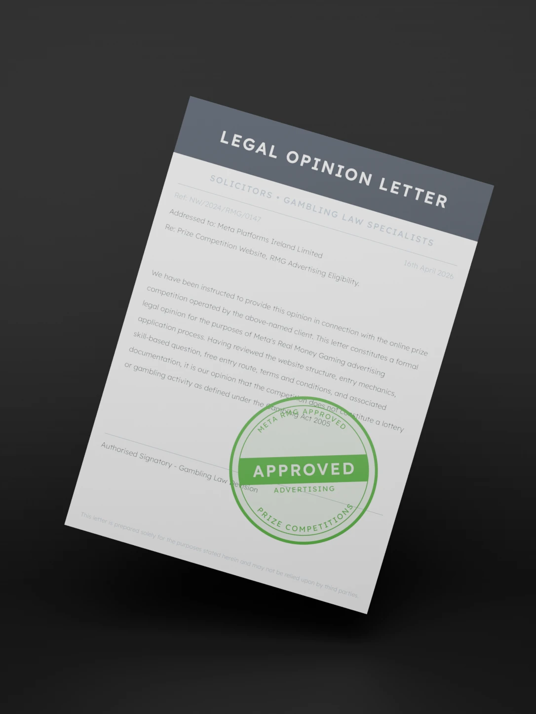 RMG Licence & Legal Opinion